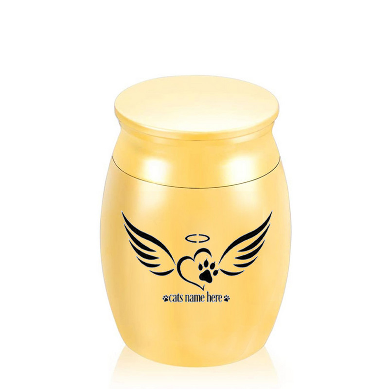 30x40MM anđeoska krila kućni ljubimac mačka šapa urna za kremiranje posuda za pepeo od aluminijske legure mini urna uspomena