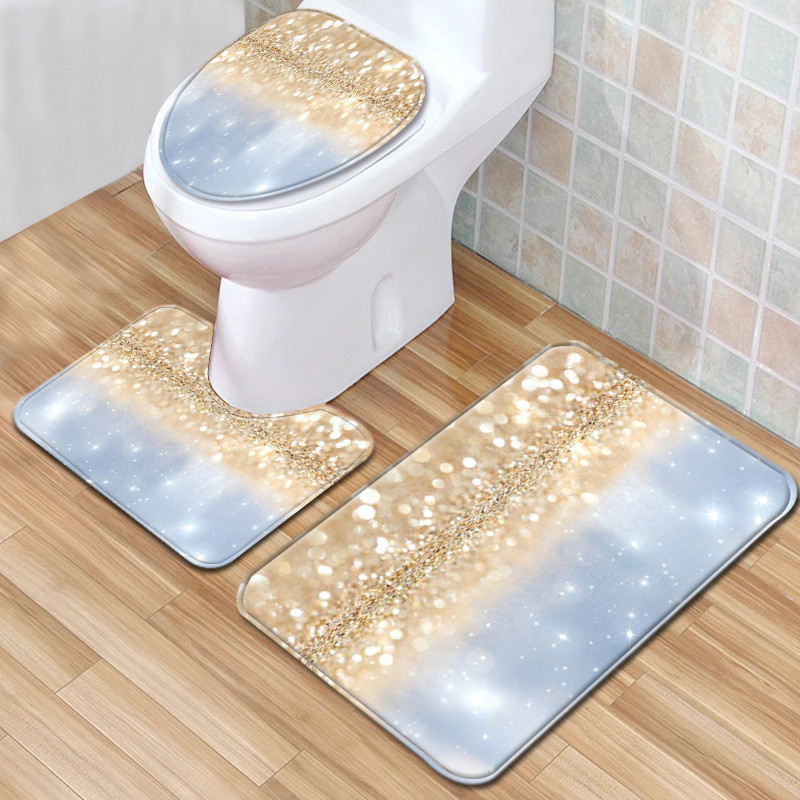Zeegle Set prostirki za kupaonicu Flanelska protuklizna prostirka za tuširanje Navlaka za WC sjedalo Kupaonski ukras Podna prostirka Tepih za upijanje vode
