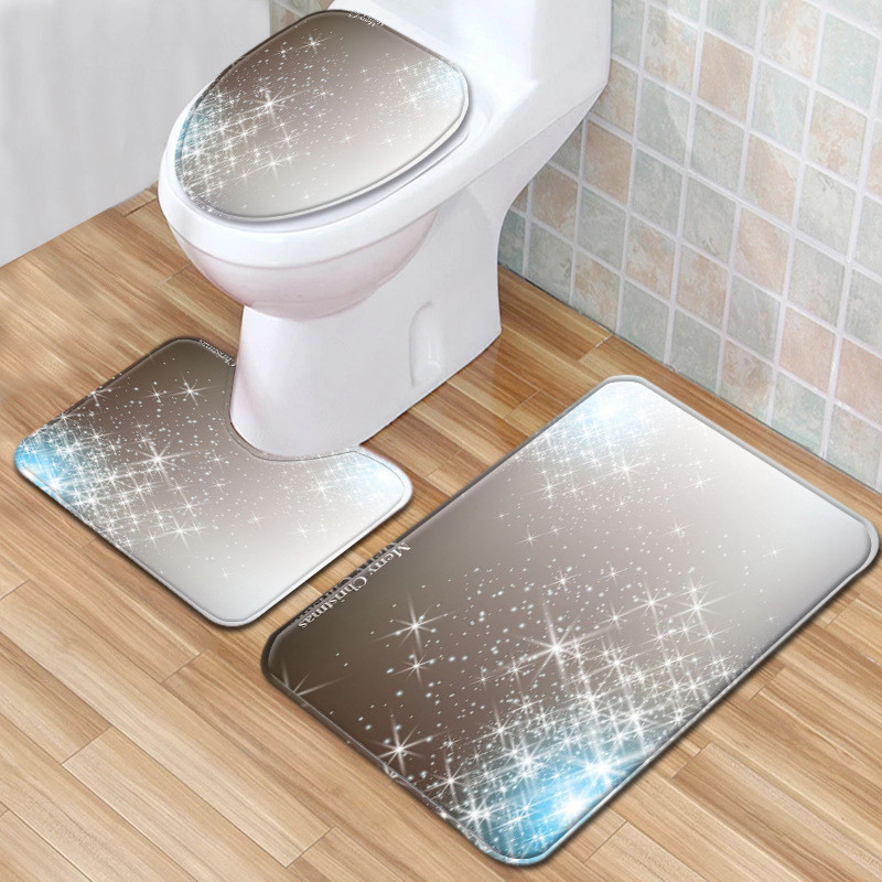 Zeegle Set prostirki za kupaonicu Flanelska protuklizna prostirka za tuširanje Navlaka za WC sjedalo Kupaonski ukras Podna prostirka Tepih za upijanje vode