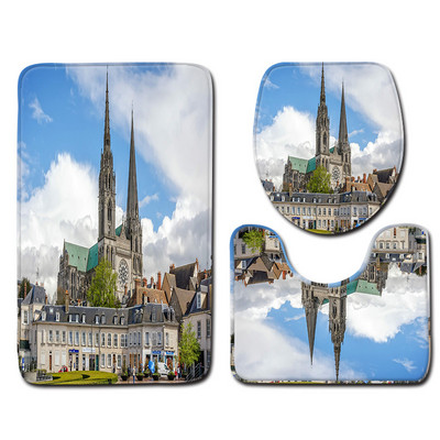 Moderne 3D ispisane kupaonske prostirke i prostirke Zelena prostirka za kupaonicu Neklizajuća prostirka za kupaonicu Otirač za perilicu rublja WC tepih Tepih za tuširanje 3 kom.