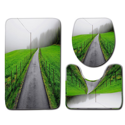 Moderne 3D ispisane kupaonske prostirke i prostirke Zelena prostirka za kupaonicu Neklizajuća prostirka za kupaonicu Otirač za perilicu rublja WC tepih Tepih za tuširanje 3 kom.