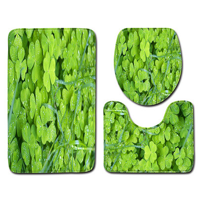 Moderne 3D ispisane kupaonske prostirke i prostirke Zelena prostirka za kupaonicu Neklizajuća prostirka za kupaonicu Otirač za perilicu rublja WC tepih Tepih za tuširanje 3 kom.
