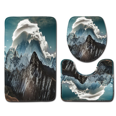 Moderne 3D ispisane kupaonske prostirke i prostirke Zelena prostirka za kupaonicu Neklizajuća prostirka za kupaonicu Otirač za perilicu rublja WC tepih Tepih za tuširanje 3 kom.