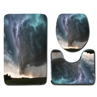 Moderne 3D ispisane kupaonske prostirke i prostirke Zelena prostirka za kupaonicu Neklizajuća prostirka za kupaonicu Otirač za perilicu rublja WC tepih Tepih za tuširanje 3 kom.