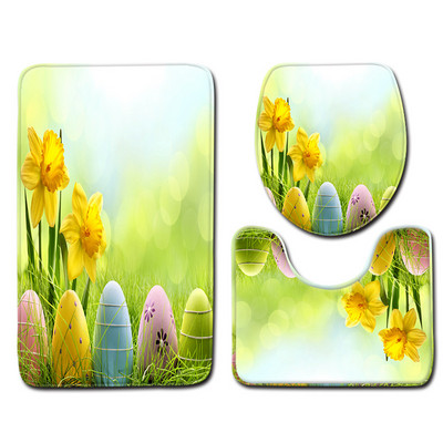 Moderne 3D ispisane kupaonske prostirke i prostirke Zelena prostirka za kupaonicu Neklizajuća prostirka za kupaonicu Otirač za perilicu rublja WC tepih Tepih za tuširanje 3 kom.