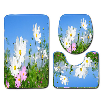 Moderne 3D ispisane kupaonske prostirke i prostirke Zelena prostirka za kupaonicu Neklizajuća prostirka za kupaonicu Otirač za perilicu rublja WC tepih Tepih za tuširanje 3 kom.