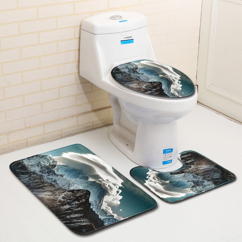 Moderne 3D ispisane kupaonske prostirke i prostirke Zelena prostirka za kupaonicu Neklizajuća prostirka za kupaonicu Otirač za perilicu rublja WC tepih Tepih za tuširanje 3 kom.