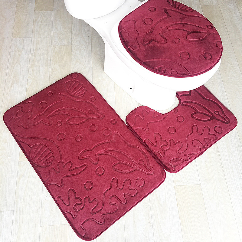 Zeegle 3gab vannas paklājiņš ar delfīnu reljefu vannasistabas paklājs Neslīdošs vannas paklājs Vannas istabas grīdas paklāji tualetes paklājs Vannas istabas paklājs vannas paklāji
