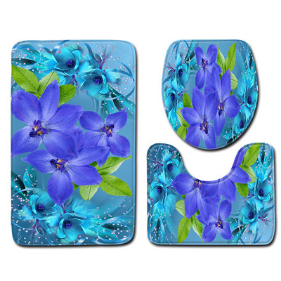 Zeegle 3D cvjetni uzorak Kupaonska prostirka 3 kom kupaonski tepih Neklizajuća kupaonska podna prostirka Kupaonske prostirke Upijajuća navlaka WC kupaonska prostirka