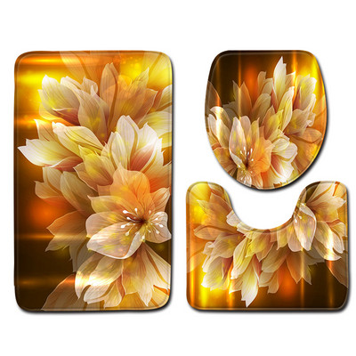 Zeegle 3D cvjetni uzorak Kupaonska prostirka 3 kom kupaonski tepih Neklizajuća kupaonska podna prostirka Kupaonske prostirke Upijajuća navlaka WC kupaonska prostirka