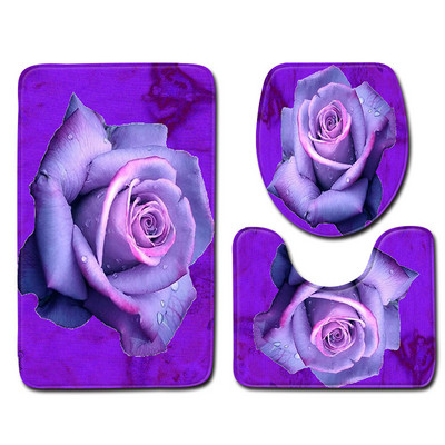 Zeegle 3D cvjetni uzorak Kupaonska prostirka 3 kom kupaonski tepih Neklizajuća kupaonska podna prostirka Kupaonske prostirke Upijajuća navlaka WC kupaonska prostirka