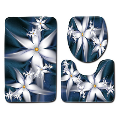 Zeegle 3D cvjetni uzorak Kupaonska prostirka 3 kom kupaonski tepih Neklizajuća kupaonska podna prostirka Kupaonske prostirke Upijajuća navlaka WC kupaonska prostirka