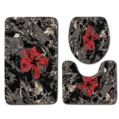 Zeegle 3D cvjetni uzorak Kupaonska prostirka 3 kom kupaonski tepih Neklizajuća kupaonska podna prostirka Kupaonske prostirke Upijajuća navlaka WC kupaonska prostirka