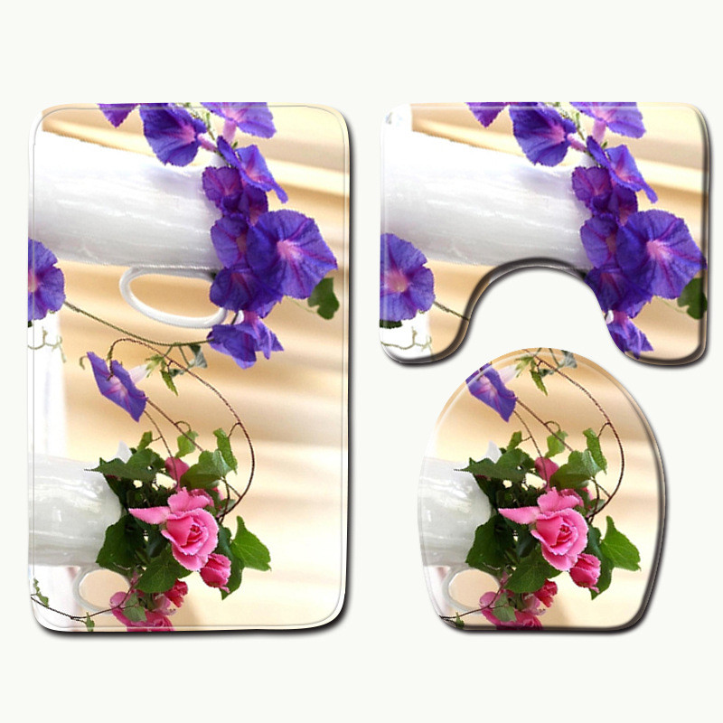 Zeegle prostirke s cvjetnim uzorkom za kupaonicu Upijajuće 3 komada WC prostirke Kupaonske prostirke Neklizajuće kupaonske prostirke Komplet tepiha za kupaonicu Podloge za tuširanje