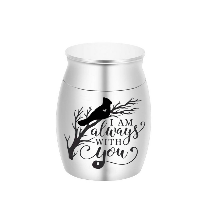 Urna za kremiranje u obliku male ptice u obliku srca za uspomenu na pepeo mali držač za pepeo s baršunastom vrećicom za poklon - uvijek sam s tobom