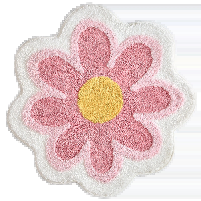 Ziedu formas neslīdošs vannas grīdas paklājs Vannas istabas imitācija kašmira absorbējošs mīksts paklājs, ātri žūstošs paliktnis Bērnu istabas paklājs