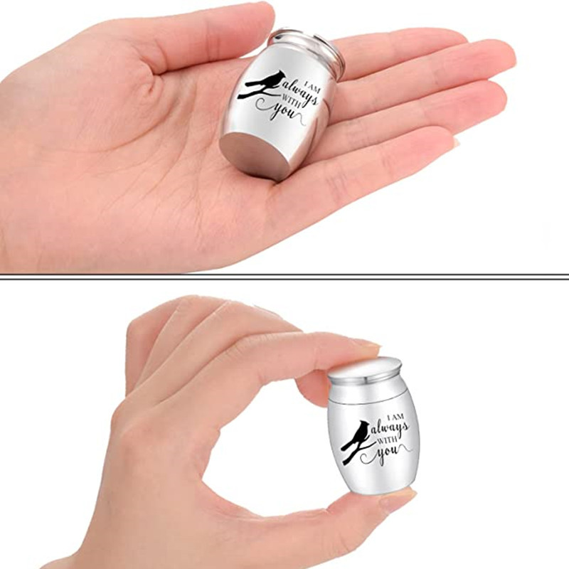 Mazas urnas cilvēku pelniem, nerūsējošais tērauds, 1,57 collu mini kremācijas urnas pelniem, piemiņas pelnu turētājs — es vienmēr esmu ar jums