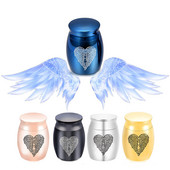 Šarm od nehrđajućeg čelika u 5 boja s krilima anđela Mala urna s pepelom Brtva s navojnim čepom koja se može otvoriti Kutija za pepeo 30x40 mm