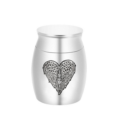 Šarm od nehrđajućeg čelika u 5 boja s krilima anđela Mala urna s pepelom Brtva s navojnim čepom koja se može otvoriti Kutija za pepeo 30x40 mm