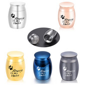 Mini 30X40 mm pogrebna urna s otiskom šape Always in My Heart Urne za kremiranje za ljudske ljubimce, pse, mačke, pepeo izrađene od metalne legure cinka