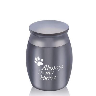 Mini 30X40 mm pogrebna urna s otiskom šape Always in My Heart Urne za kremiranje za ljudske ljubimce, pse, mačke, pepeo izrađene od metalne legure cinka