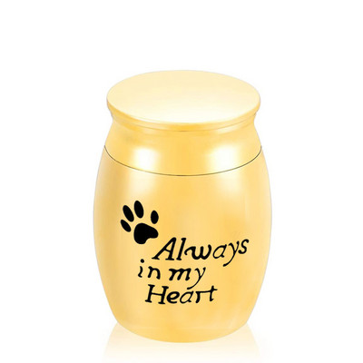 Mini 30X40 mm pogrebna urna s otiskom šape Always in My Heart Urne za kremiranje za ljudske ljubimce, pse, mačke, pepeo izrađene od metalne legure cinka