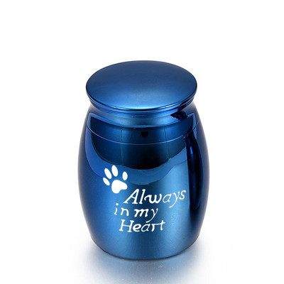 Mini 30X40 mm pogrebna urna s otiskom šape Always in My Heart Urne za kremiranje za ljudske ljubimce, pse, mačke, pepeo izrađene od metalne legure cinka