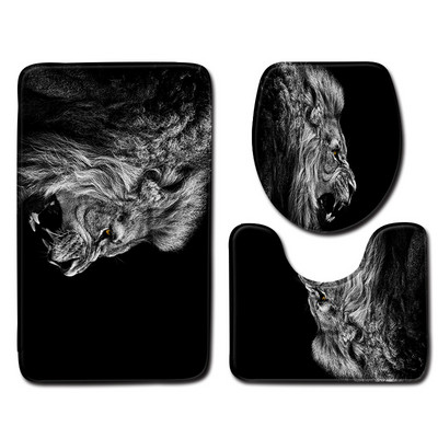 Moderni set kupaonskih prostirača s motivom lavova Neklizajuća navlaka za tepih Navlaka za WC sjedalo Podna prostirka Kupaonski ukras Tapis De Bain