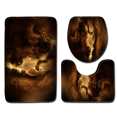 Moderni set kupaonskih prostirača s motivom lavova Neklizajuća navlaka za tepih Navlaka za WC sjedalo Podna prostirka Kupaonski ukras Tapis De Bain