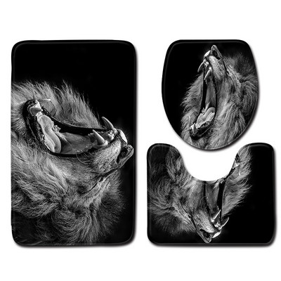 Moderni set kupaonskih prostirača s motivom lavova Neklizajuća navlaka za tepih Navlaka za WC sjedalo Podna prostirka Kupaonski ukras Tapis De Bain