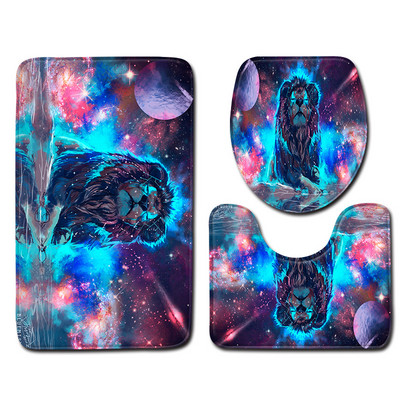 Moderni set kupaonskih prostirača s motivom lavova Neklizajuća navlaka za tepih Navlaka za WC sjedalo Podna prostirka Kupaonski ukras Tapis De Bain