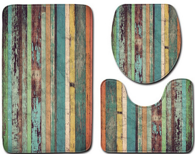 Uzorak zrna drva Kupaonski dekor WC Trodijelni set protukliznih prostirki za kupaonicu Setovi kupaonskih proizvoda kupaonski tepih kupaonski tepih