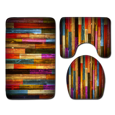 Uzorak zrna drva Kupaonski dekor WC Trodijelni set protukliznih prostirki za kupaonicu Setovi kupaonskih proizvoda kupaonski tepih kupaonski tepih