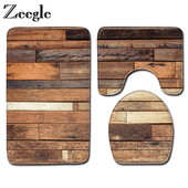 Zeegle 3kom prostirke za WC Kupaonski tepih Drvena podloga za kupaonicu Neklizajuća kupaonska prostirka Kupaonska prostirka WC set Pokrivač Podne prostirke