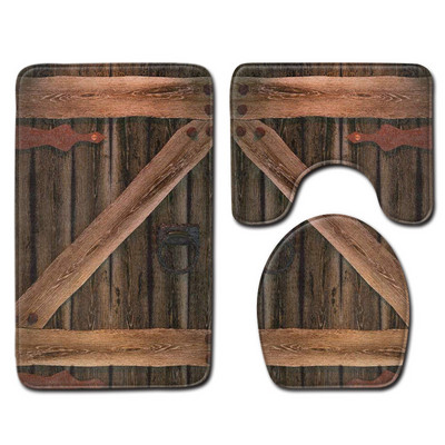 Zeegle 3kom prostirke za WC Kupaonski tepih Drvena podloga za kupaonicu Neklizajuća kupaonska prostirka Kupaonska prostirka WC set Pokrivač Podne prostirke