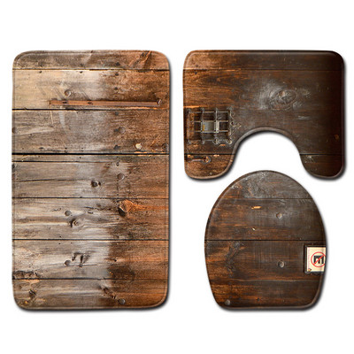 Zeegle 3kom prostirke za WC Kupaonski tepih Drvena podloga za kupaonicu Neklizajuća kupaonska prostirka Kupaonska prostirka WC set Pokrivač Podne prostirke