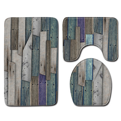 Zeegle 3kom prostirke za WC Kupaonski tepih Drvena podloga za kupaonicu Neklizajuća kupaonska prostirka Kupaonska prostirka WC set Pokrivač Podne prostirke