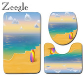 Zeegle Beach Pattern WC prostirka 3 komada Set kupaonskih prostirki Protuklizni tepih Kupaonska prostirka Dekorativna prostirka WC prostirka Kupaonska ulazna prostirka Podna prostirka