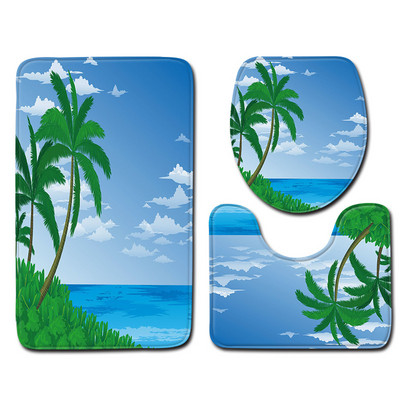 Zeegle Beach Pattern WC prostirka 3 komada Set kupaonskih prostirki Protuklizni tepih Kupaonska prostirka Dekorativna prostirka WC prostirka Kupaonska ulazna prostirka Podna prostirka