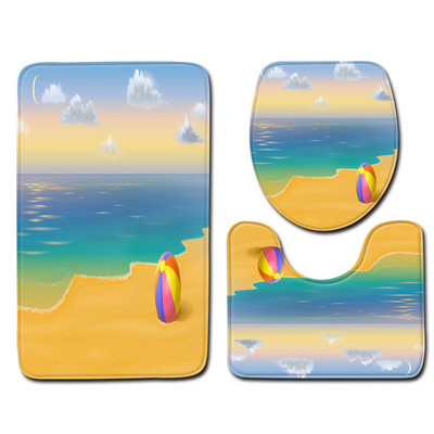 Zeegle Beach Pattern WC prostirka 3 komada Set kupaonskih prostirki Protuklizni tepih Kupaonska prostirka Dekorativna prostirka WC prostirka Kupaonska ulazna prostirka Podna prostirka