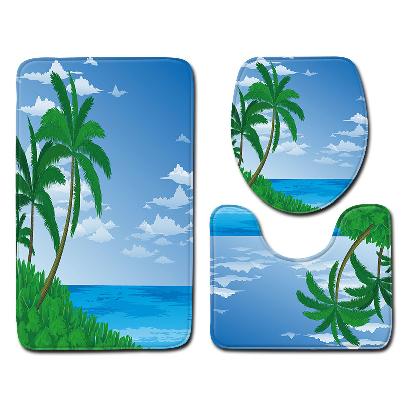 Zeegle Beach Pattern WC prostirka 3 komada Set kupaonskih prostirki Protuklizni tepih Kupaonska prostirka Dekorativna prostirka WC prostirka Kupaonska ulazna prostirka Podna prostirka