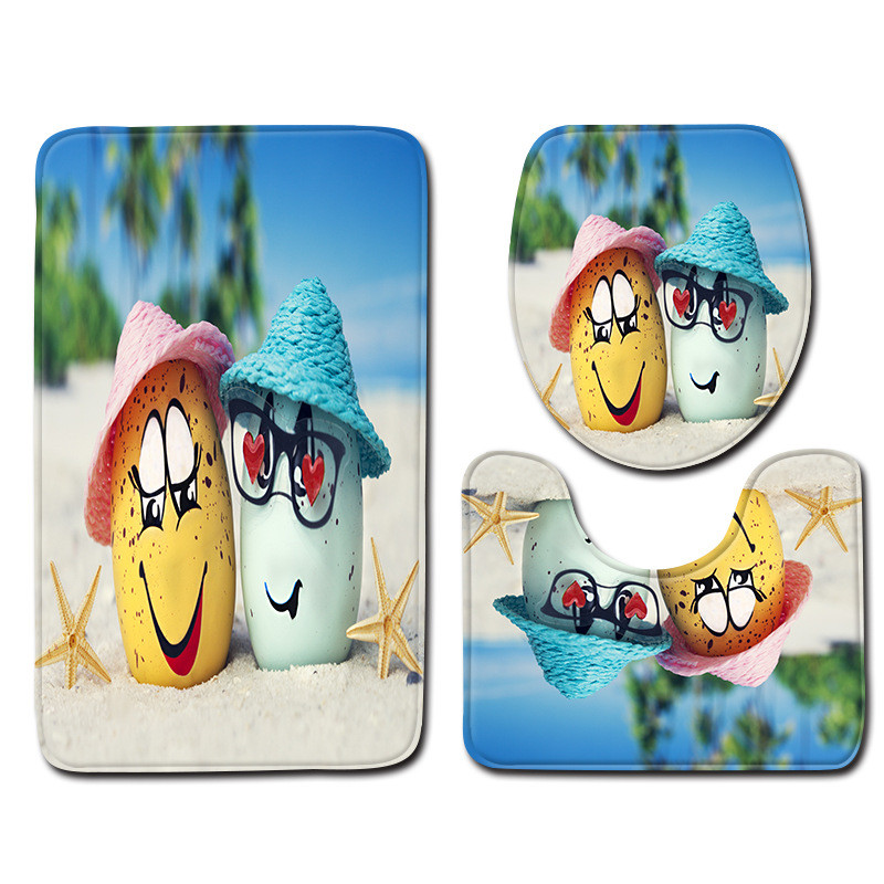 Zeegle Beach Pattern WC prostirka 3 komada Set kupaonskih prostirki Protuklizni tepih Kupaonska prostirka Dekorativna prostirka WC prostirka Kupaonska ulazna prostirka Podna prostirka