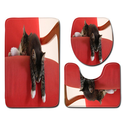 Vannas istabas vannas paklājs kaķu apdrukai