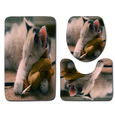 Vannas istabas vannas paklājs kaķu apdrukai