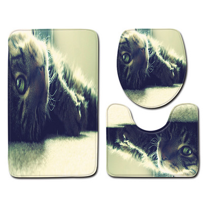 Vannas istabas vannas paklājs kaķu apdrukai