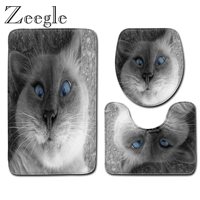 Vannas istabas vannas paklājs kaķu apdrukai