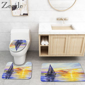 Zeegle Set prostirki za kupaonicu Tepih za dekoraciju kupaonice Od mikrovlakana Kupaonski tepih za noge Podni tepih Toalet U tip Mat Poklopac Podmetač za WC školjku