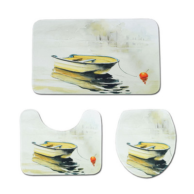 Zeegle Set prostirki za kupaonicu Tepih za dekoraciju kupaonice Od mikrovlakana Kupaonski tepih za noge Podni tepih Toalet U tip Mat Poklopac Podmetač za WC školjku