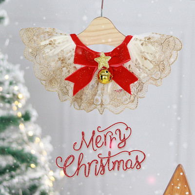 Luksuzni dizajn Zlatni maramica mačka od tila Božićna crvena leptir mašna Satenska ogrlica za pse Privjesak za ključeve u korejskom stilu Šnaucer