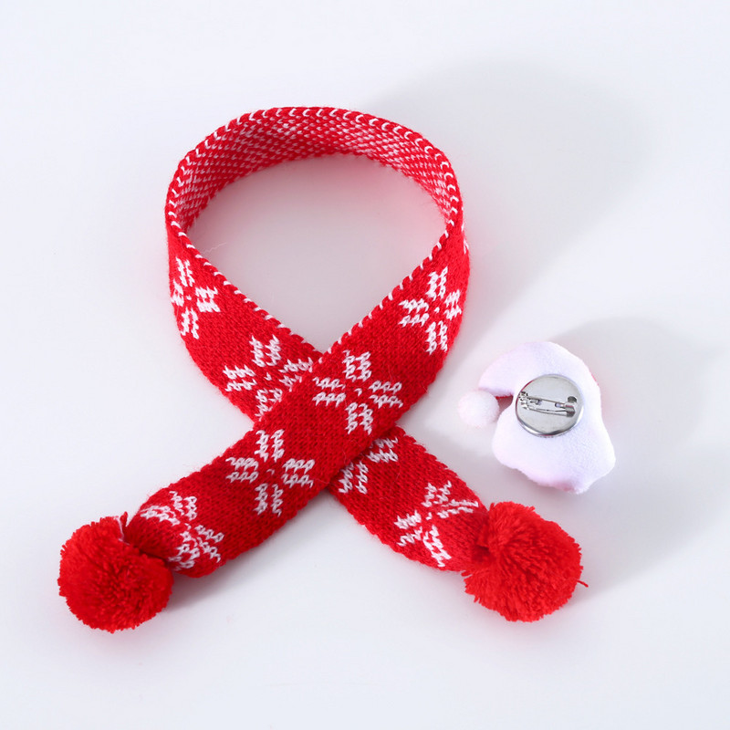 Slatka crvena pahuljica kućni ljubimac Dodaci za božićni kostim Karirani pleteni božićni šal Kapa za štene Podesiva vunena mačka Topla ogrlica